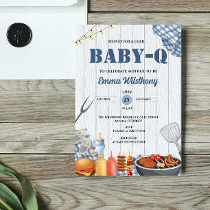 Baby-Q Baby Shower Jongen Rustieke BBQ Achtertuin  Kaart