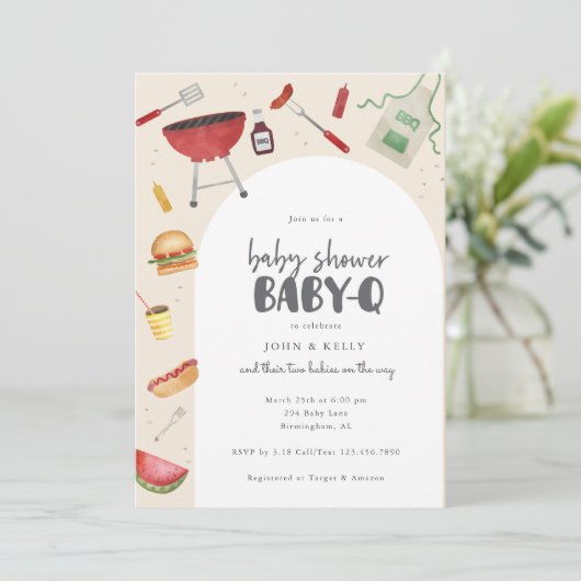 Baby-Q-Baby shower Kaart (Staand voorkant)