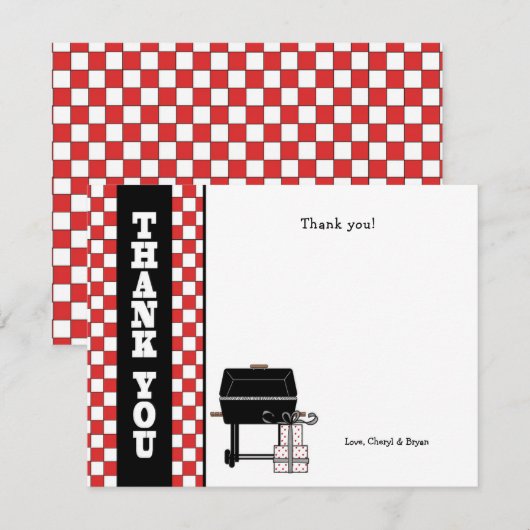 Baby Q Baby shower Opmerking BBQ Bedankkaart (Voorkant / Achterkant)