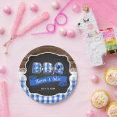 Baby Q Baby shower Papier Bord - Blauw (Feest)