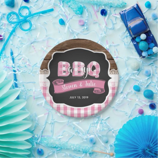 Baby Q Baby shower Papier Bord - Lichtroze (Feest)