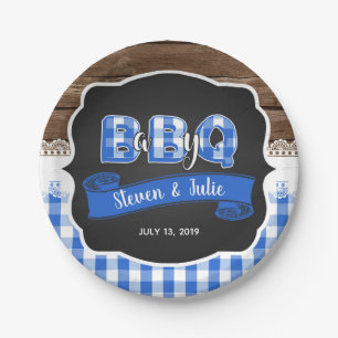 Baby Q Baby shower Papieren Bord - blauw