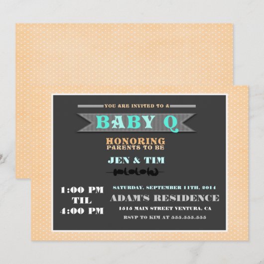 Baby Q Baby shower uitnodiging (Voorkant / Achterkant)