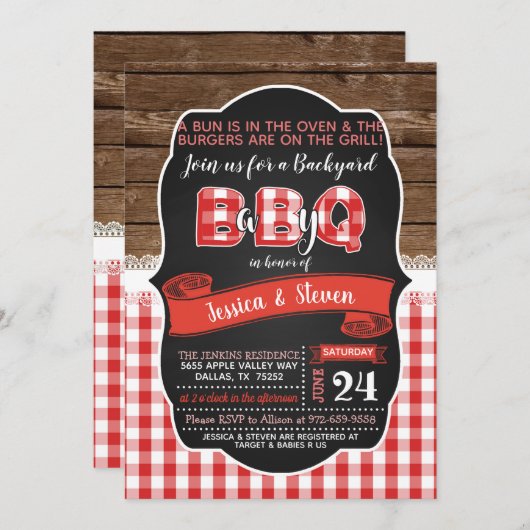 Baby-Q Baby shower Uitnodiging (Voorkant / Achterkant)