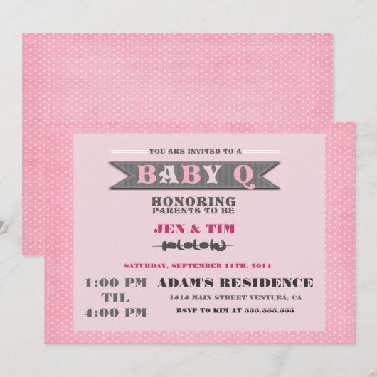 baby Q Baby shower Uitnodiging (Voorkant / Achterkant)