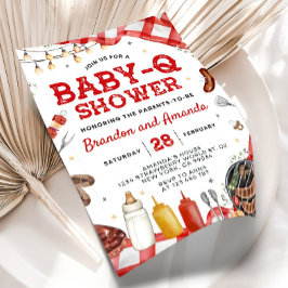 Baby-Q Baby Shower Uitnodiging, Baby Q Achtertuin  Kaart