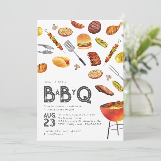 Baby Q Baby shower uitnodiging | Co-Ed Baby shower (Staand voorkant)