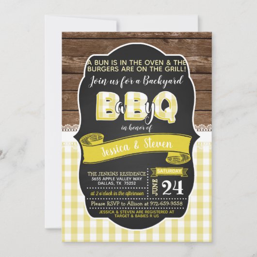 Baby Q Baby shower uitnodiging - Geel (Voorkant)