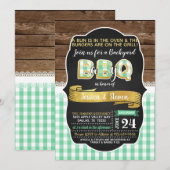 Baby-Q Baby shower Uitnodiging - Groen/Goud (Voorkant / Achterkant)