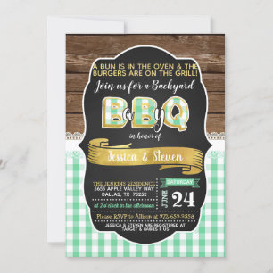 Baby-Q Baby shower Uitnodiging - Groen/Goud
