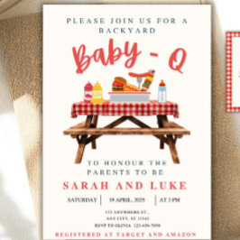 Baby-Q Baby Shower Uitnodiging, Tuinfeest BBQ (Edi Kaart