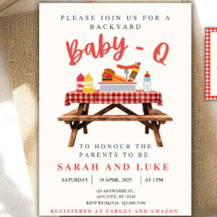 Baby-Q Baby Shower Uitnodiging, Tuinfeest BBQ (Edi Kaart