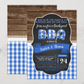 Baby Q Baby shower Uitnodiging voor Jongen - Blauw (Voorkant / Achterkant)