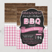 Baby Q Baby shower Uitnodiging voor Meisje- Roze (Voorkant / Achterkant)