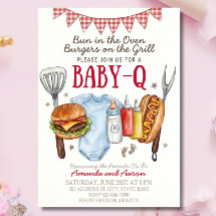 Baby-Q Baby Shower Uitnodigingskaart Sjabloon, BBQ