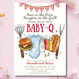 Baby-Q Baby Shower Uitnodigingskaart Sjabloon, BBQ Kaart