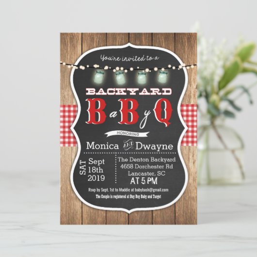 Baby Q BabyQ Couples Shower BBQ Uitnodiging (Staand voorkant)