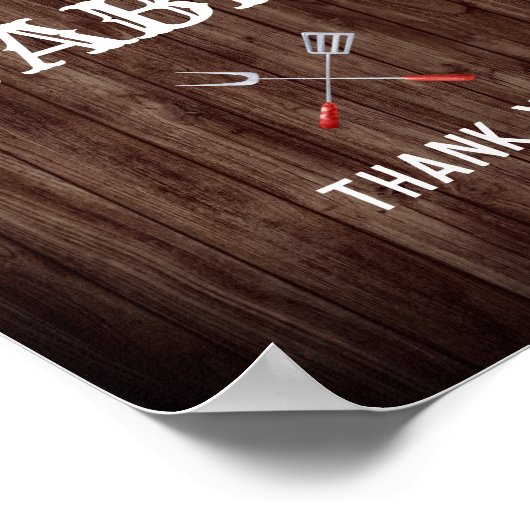 Baby Q Backyard BBQ Baby shower Gift Table Sign. Poster (Hoek)