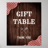 Baby Q Backyard BBQ Baby shower Gift Table Sign. Poster (Voorkant)