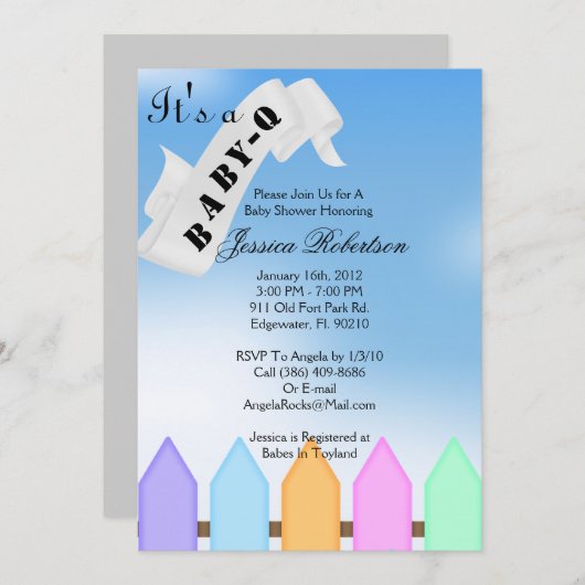 Baby Q Bar-B-Q Shower, Cute Kaart (Voorkant / Achterkant)