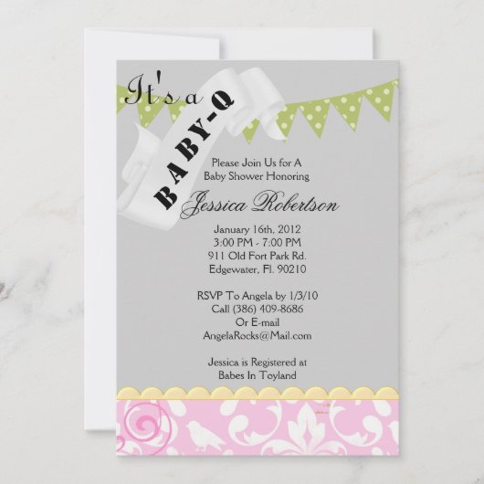 Baby Q Bar-B-Q Shower, Cute Kaart (Voorkant)