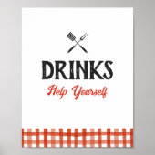 Baby Q Barbecue Baby shower Drinken teken Poster (Voorkant)