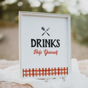 Baby Q Barbecue Baby shower Drinken teken Poster