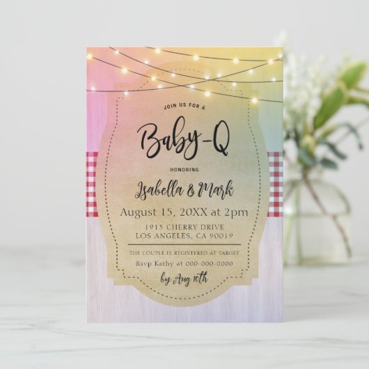 Baby-Q Barbecue Baby shower Kaart (Staand voorkant)