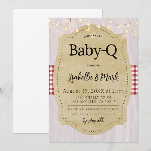 Baby-Q Barbecue Baby shower Kaart (Voorkant / Achterkant)