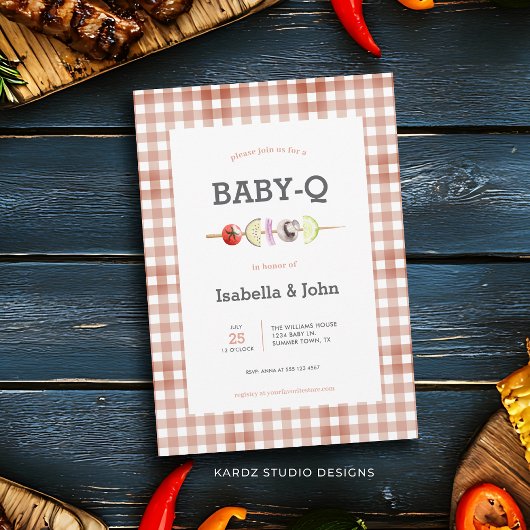Baby Q Barbecue Baby shower uitnodiging