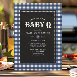 Baby Q Barbecue Blauwe Zomer Landelijke Baby Showe Kaart