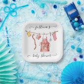 Baby-Q barbecue Clothesline Baby shower Papieren Bordje (Feest)