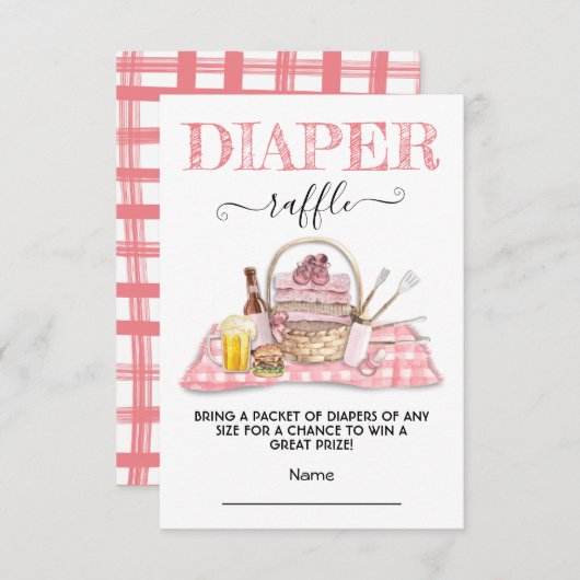 Baby Q Barbecue Douche Roze Luier Raffle kaart (Voorkant / Achterkant)