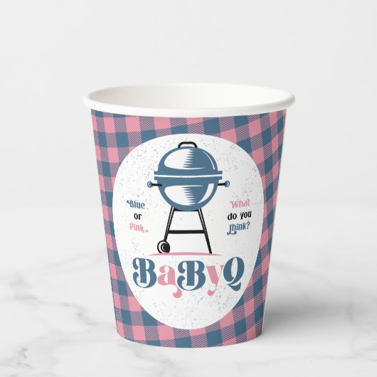 Baby Q Barbecue Gender Rekalmschoen Papieren Bekers (Achterkant)