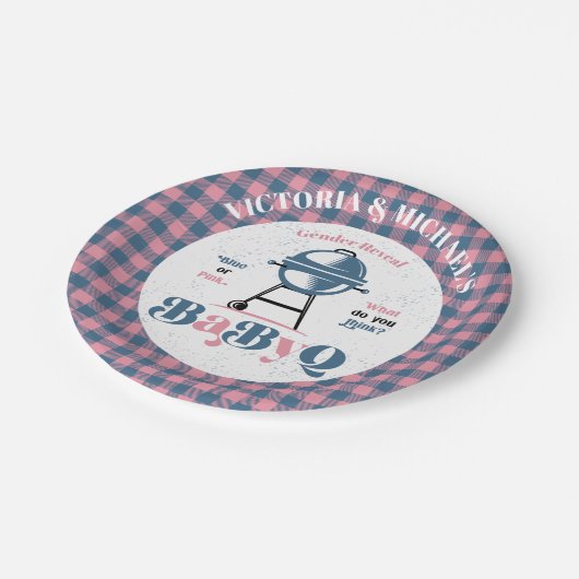 Baby Q Barbecue Gender Rekalmschoen Papieren Bordje (Gekanteld)