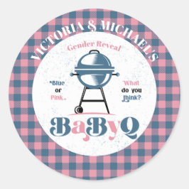 Baby Q Barbecue Gender Rekalmschoen Ronde Sticker