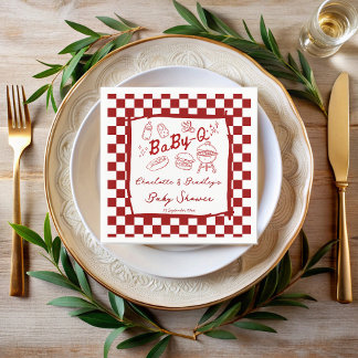 Baby q barbecue rode ruiten baby shower servet