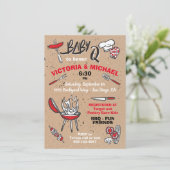 Baby Q Barbecue Shower Party Kaart (Staand voorkant)