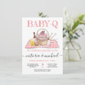 Baby Q Barbecue Shower Pink Picnic Kaart (Staand voorkant)