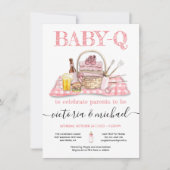 Baby Q Barbecue Shower Pink Picnic Kaart (Voorkant)