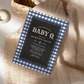 Baby Q Barbeque Blue Summer Country Baby shower Kaart