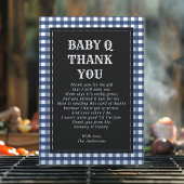 Baby Q Barbeque Rustic Country Baby shower Navy Bedankkaart
