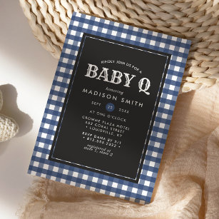 Baby Q Barbeque Rustic Land Baby shower Kaart