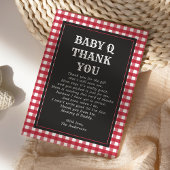 Baby Q Barbeque Rustic Land Baby shower Rood Bedankkaart