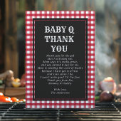 Baby Q Barbeque Rustic Land Baby shower Rood Bedankkaart