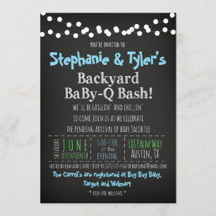 Baby-Q BBQ Baby Boy Douche Uitnodiging Boek Kaart