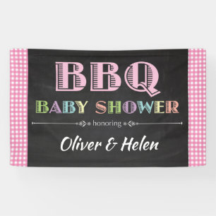 Baby Q BBQ Baby shower Banner Roze