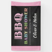 Baby Q BBQ Baby shower Banner Roze (Verticaal)