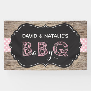Baby Q BBQ Baby shower Banner Roze