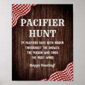 Baby Q BBQ Baby shower Pacifier Hunt Game Sign Poster (Voorkant)